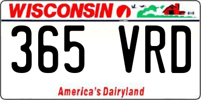 WI license plate 365VRD