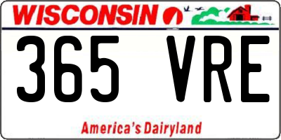 WI license plate 365VRE