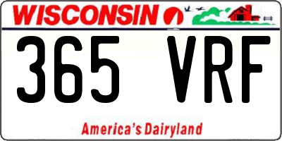 WI license plate 365VRF