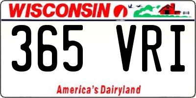 WI license plate 365VRI