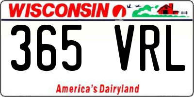 WI license plate 365VRL