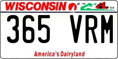 WI license plate 365VRM