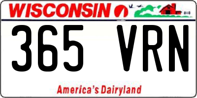 WI license plate 365VRN