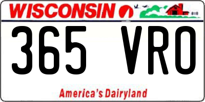 WI license plate 365VRO
