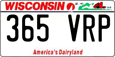 WI license plate 365VRP
