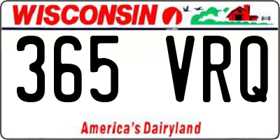WI license plate 365VRQ