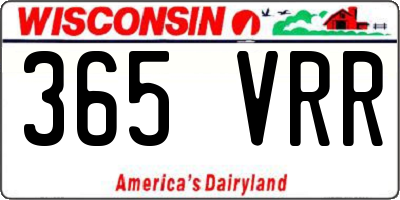 WI license plate 365VRR