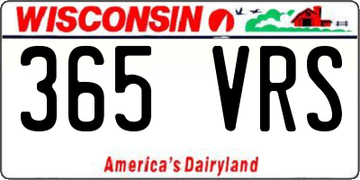 WI license plate 365VRS