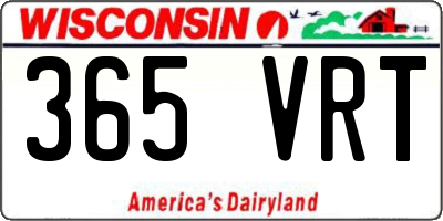 WI license plate 365VRT