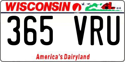 WI license plate 365VRU