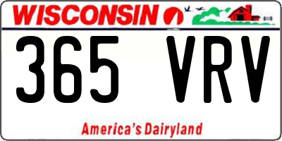 WI license plate 365VRV