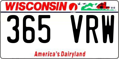 WI license plate 365VRW