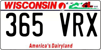 WI license plate 365VRX