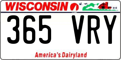 WI license plate 365VRY