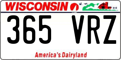 WI license plate 365VRZ