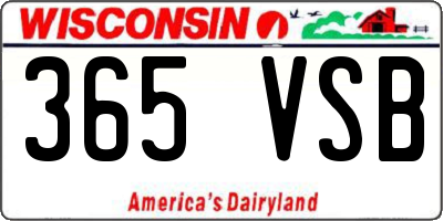 WI license plate 365VSB