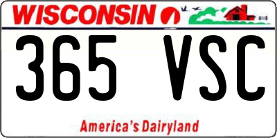 WI license plate 365VSC