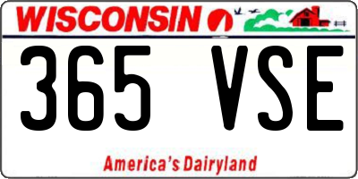 WI license plate 365VSE