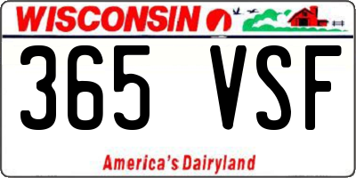 WI license plate 365VSF