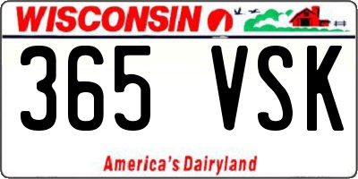 WI license plate 365VSK