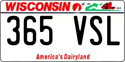 WI license plate 365VSL