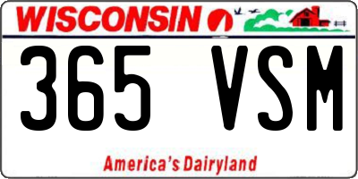 WI license plate 365VSM