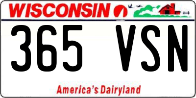 WI license plate 365VSN