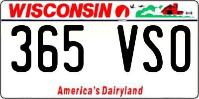 WI license plate 365VSO