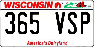 WI license plate 365VSP