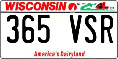 WI license plate 365VSR
