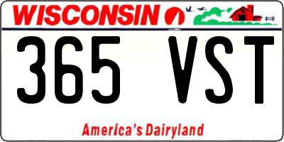 WI license plate 365VST