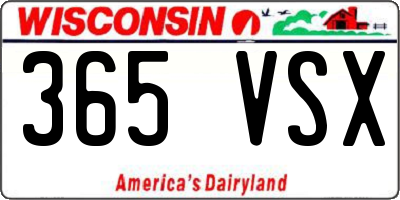 WI license plate 365VSX