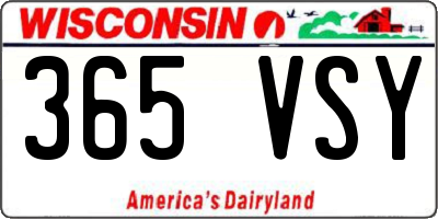 WI license plate 365VSY