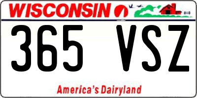 WI license plate 365VSZ