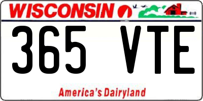 WI license plate 365VTE