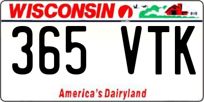WI license plate 365VTK