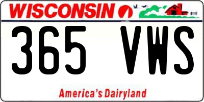 WI license plate 365VWS
