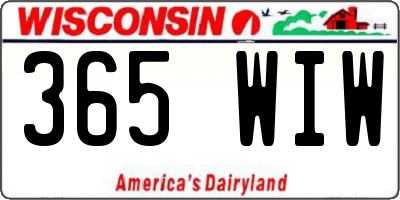 WI license plate 365WIW