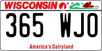 WI license plate 365WJO