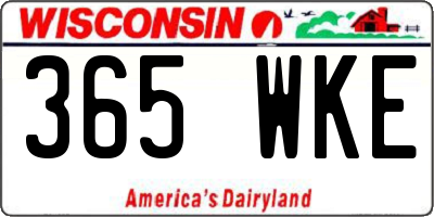 WI license plate 365WKE