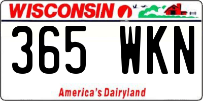 WI license plate 365WKN