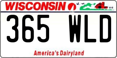 WI license plate 365WLD