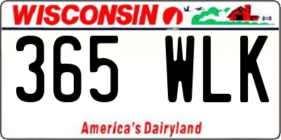 WI license plate 365WLK