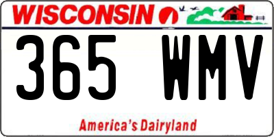 WI license plate 365WMV