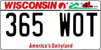 WI license plate 365WOT