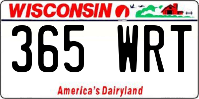 WI license plate 365WRT