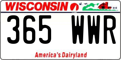WI license plate 365WWR
