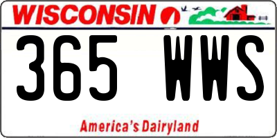 WI license plate 365WWS