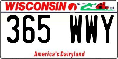 WI license plate 365WWY