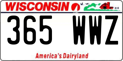WI license plate 365WWZ